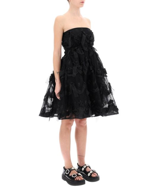 Simone Rocha Black Tulle Dress With Bows And Embroidery