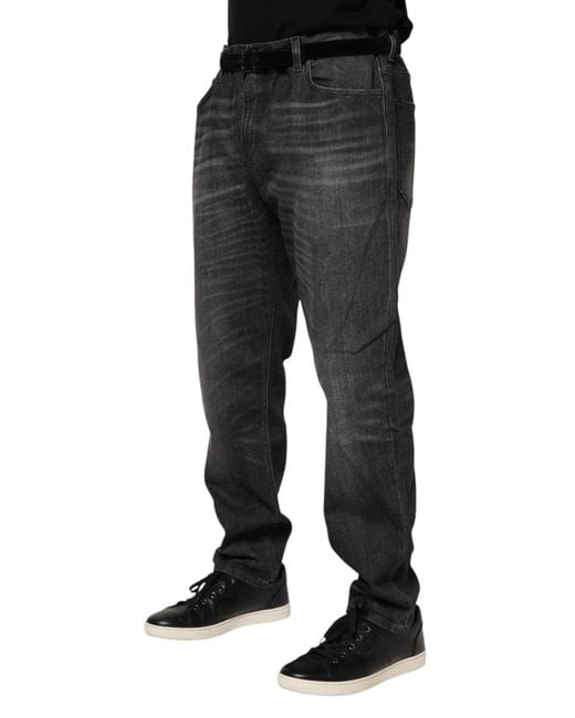 Dolce & Gabbana Black Faded Straight Leg Jeans for men