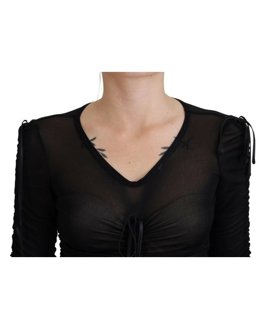 Dolce & Gabbana Black Viscose Bodycon Sheath Midi Dress