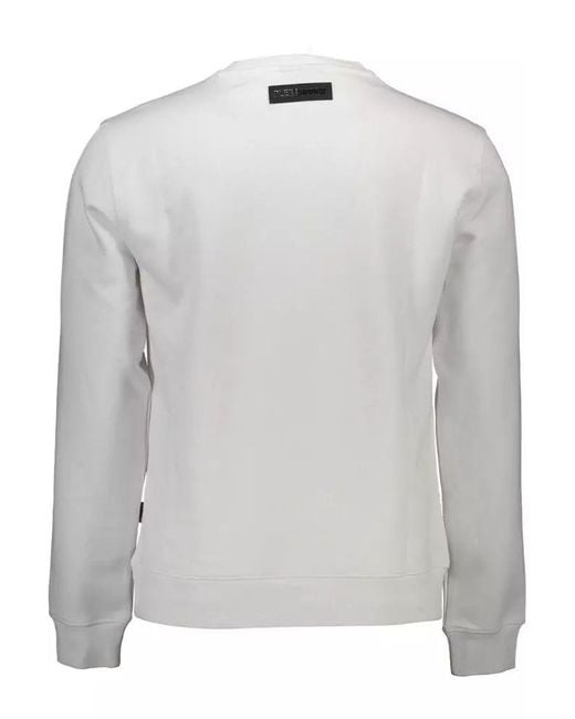 Philipp Plein Gray White Cotton Sweater for men