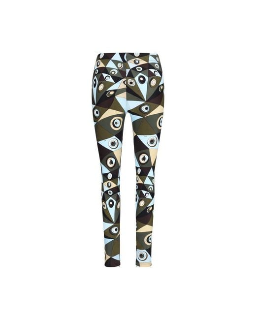 Emilio Pucci Green Bicolor Polyamide Leggings