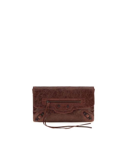 Balenciaga Brown Bordeaux Lamb Ovis Aries Aries Clutch Bag