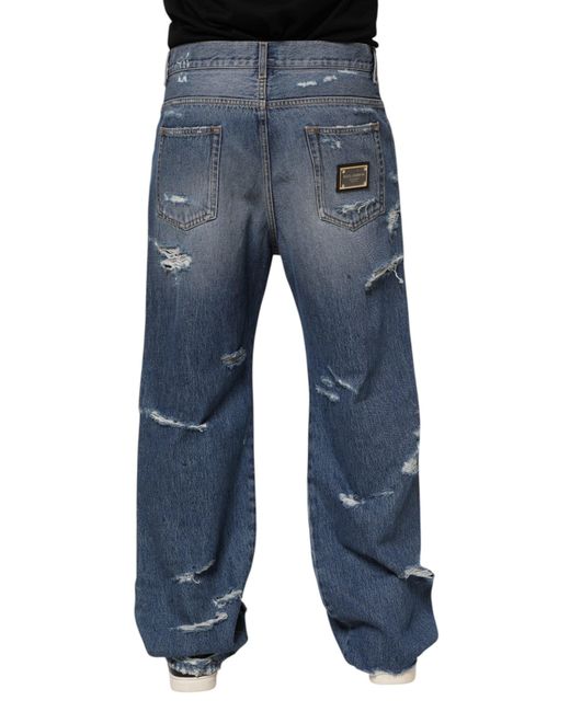 Dolce & Gabbana Blue Ripped Denim Jeans for men