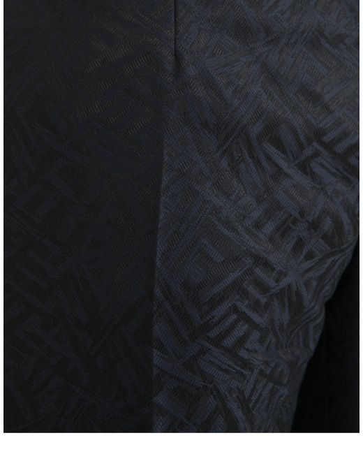 Dolce & Gabbana Blue Brocade Wool Skinny Dress Pants for men