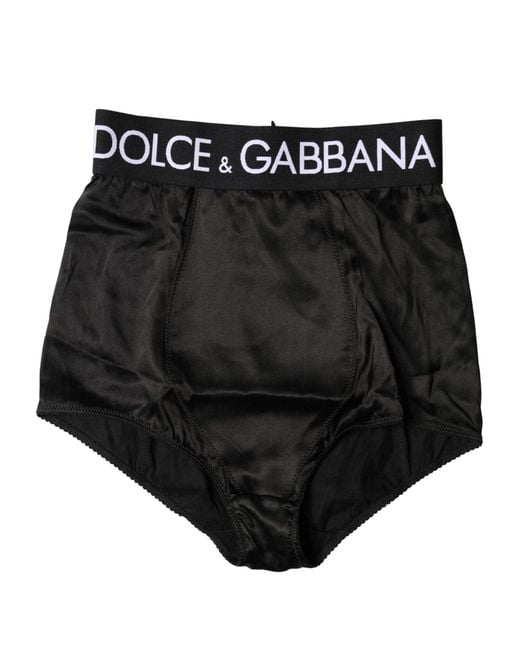 Dolce & Gabbana Black Logo Girdle High Waist Panty Underwear