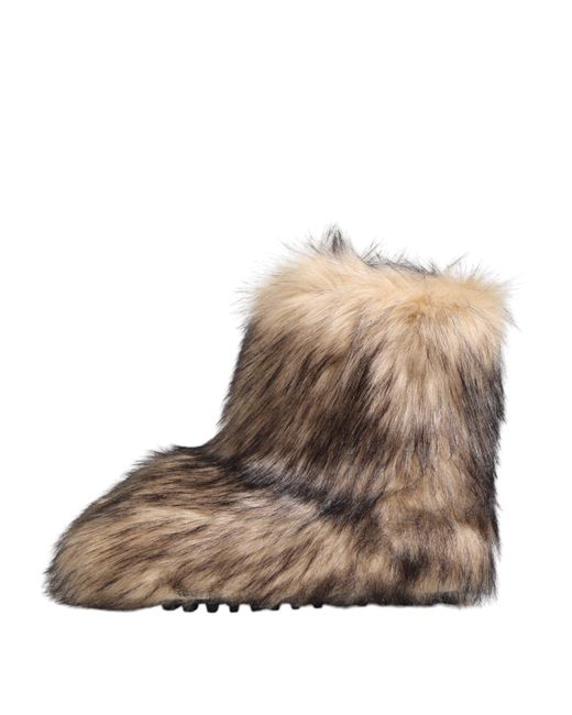 Dolce & Gabbana Brown Faux Skim Ski Fur Men Short Boots Shoes for men