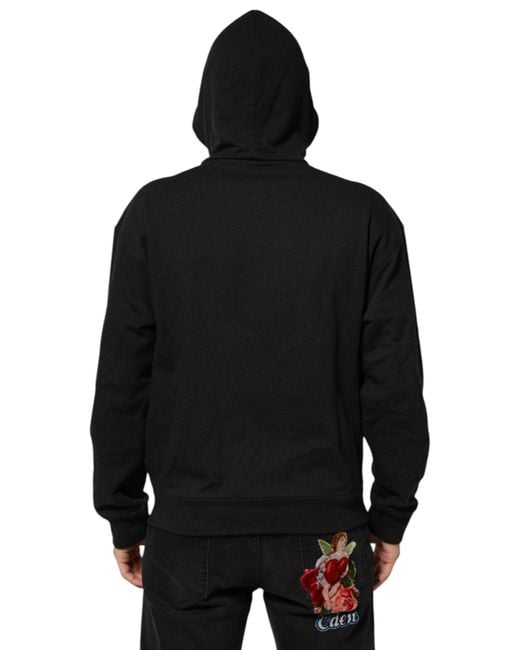 Dolce & Gabbana Black Logo Fullzip Hooded Sweatshirt Sweater Cotton Clothing for men