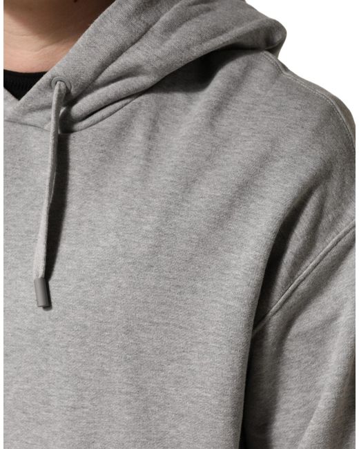 Dolce & Gabbana Gray Cotton Hooded Sweatshirt Sweater for men
