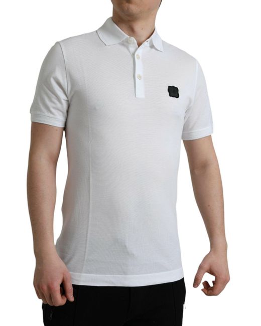 Dolce & Gabbana White Elegant Cotton Polo T-Shirt for men