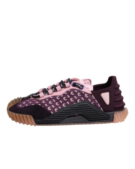 Dolce & Gabbana Purple Multicolor Logo Low Top Ns1 Sneakers Shoes