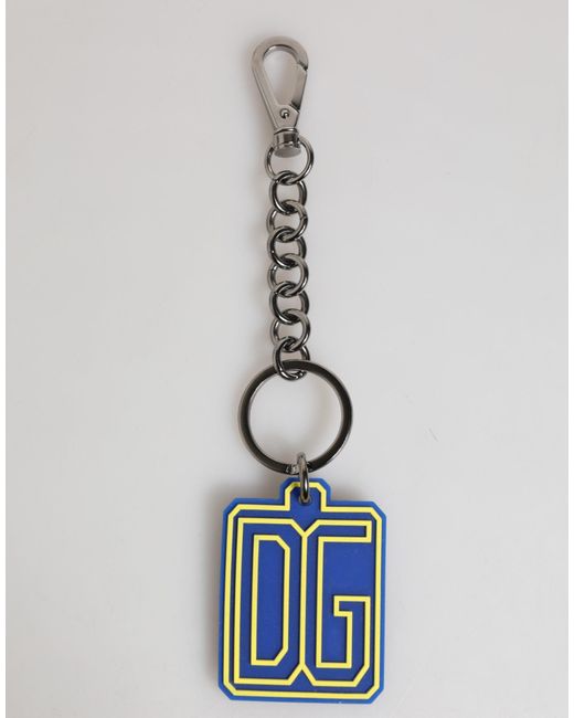 Dolce & Gabbana Blue Dg Rubber Logo Keychain Keyring for men