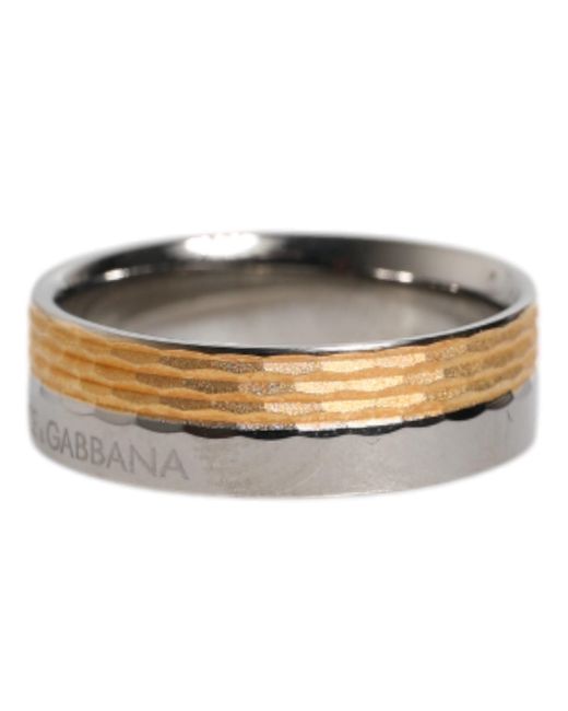 Dolce & Gabbana Gray Gold Silver Tone Real Brass Dg Logo Ring for men
