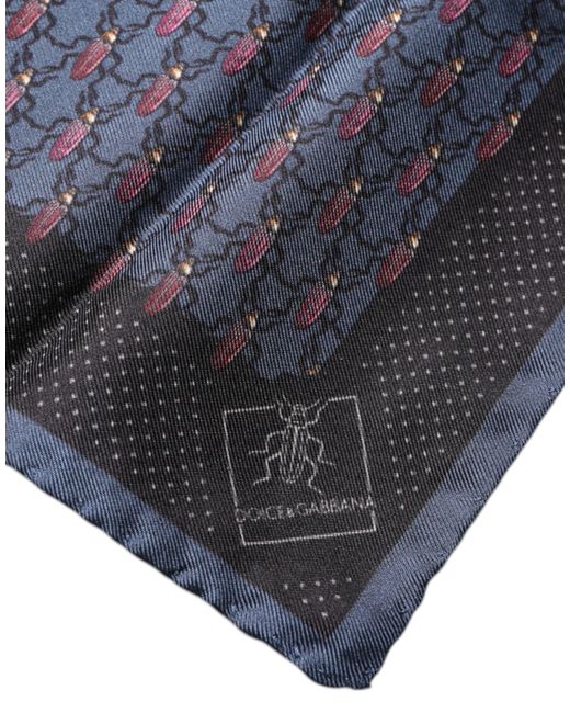 Dolce & Gabbana Gray Dark Beetle Square Handkerchief Scarf for men