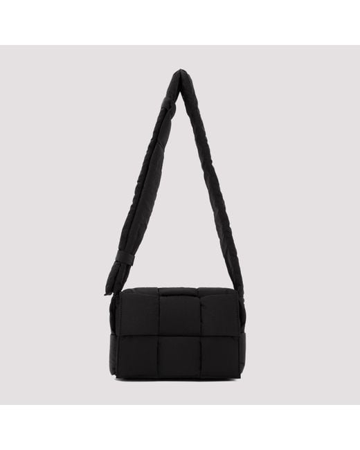 Bottega Veneta Black Silver Small Tech Cassette Polyamide Shoulder Bag for men