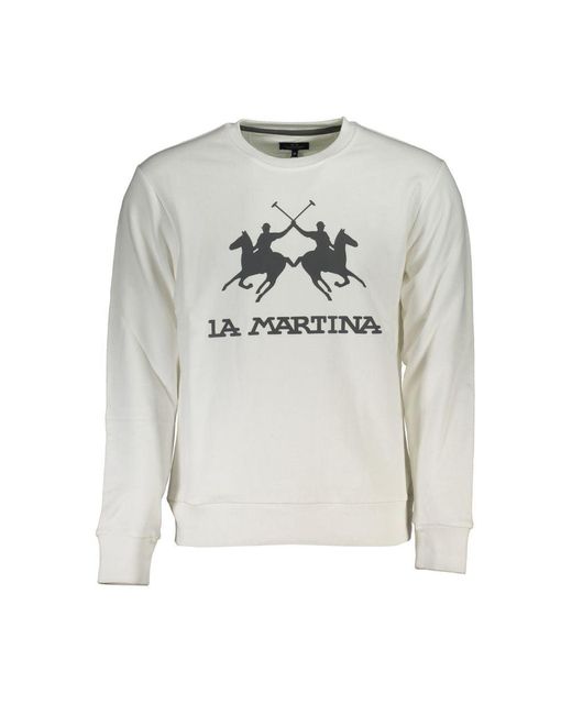 La Martina Gray Elegant Long Sleeved Crew Neck Sweatshirt for men