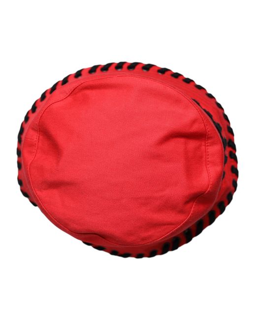 Dolce & Gabbana Red Lace Polyester Wide Brim Bucket Hat