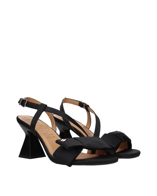 Ganni Black Satin Heeled Sandal