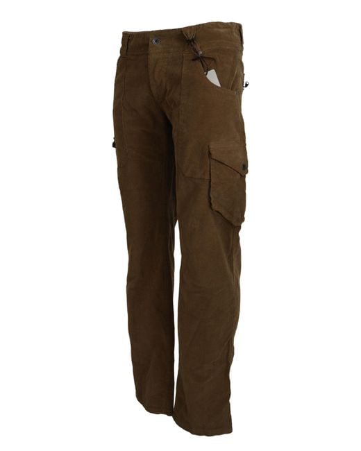 Ermanno Scervino Brown Chic Corduroy Cargo Pants for men