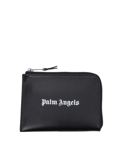 Palm Angels Black Leather Cardholder for men