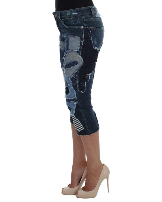 Dolce & Gabbana Blue Stretch Patchwork Jeans Shorts