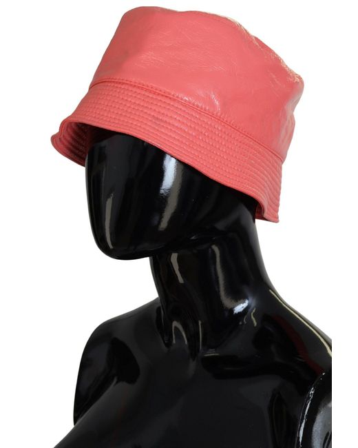 Dolce & Gabbana Black Peach Quilted Faux Leather Bucket Cap Hat