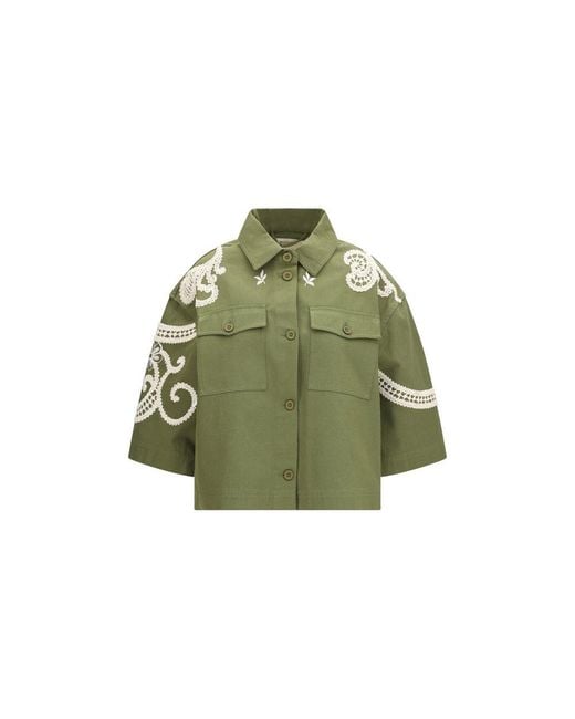 Max Mara Green Bicolor Cotton Coat