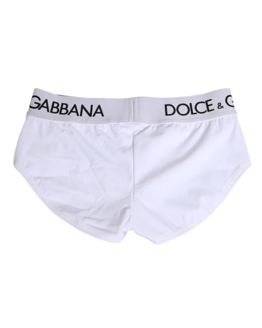 Dolce & Gabbana Blue Nylon Logo Waistband Shorts Underwear Elastane