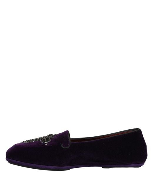 Dolce & Gabbana Blue Violet Suede Embellished Dress Loafers Shoes for men