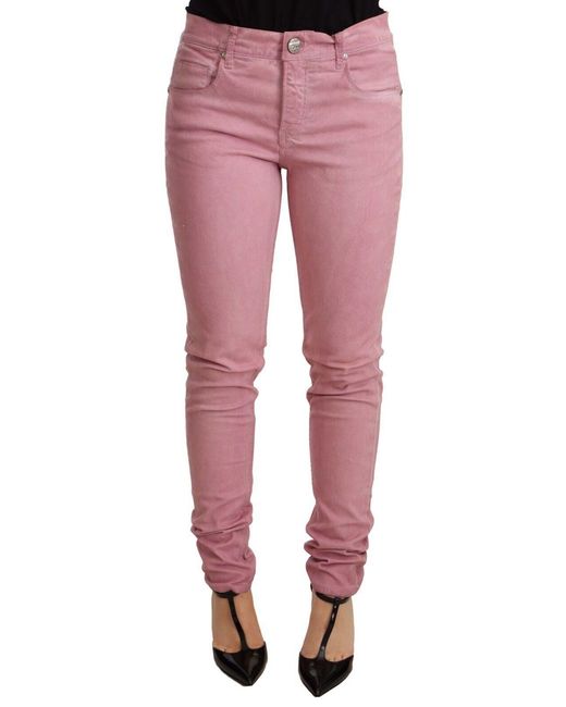 Acht Red Elegant Slim Fit Denim Jeans
