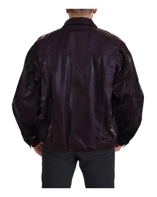 Dolce & Gabbana Black Bordeaux Nylon Collaredcoat Jacket for men