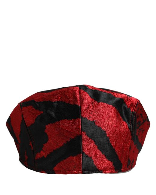 Dolce & Gabbana Men Red Black Stripe Cotton Newsboy Capello Hat for men