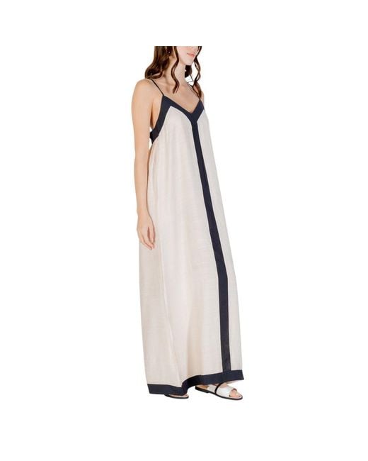 Vero Moda Multicolor Beige Nylon Long Dress