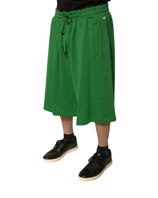 Dolce & Gabbana Green Cotton Blend Bermuda Shorts for men