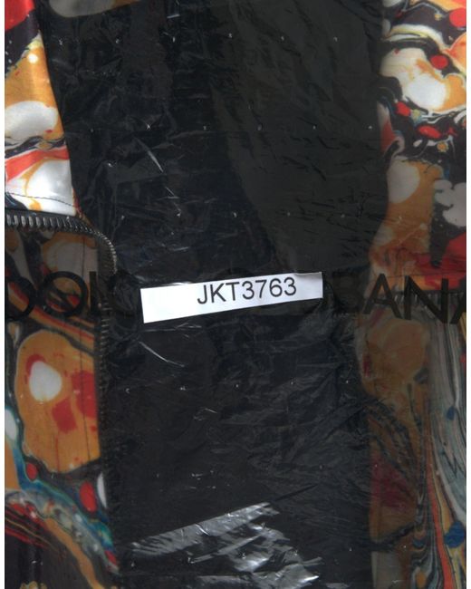 Dolce & Gabbana Gray Abstract Polyester Bomber Jacket for men