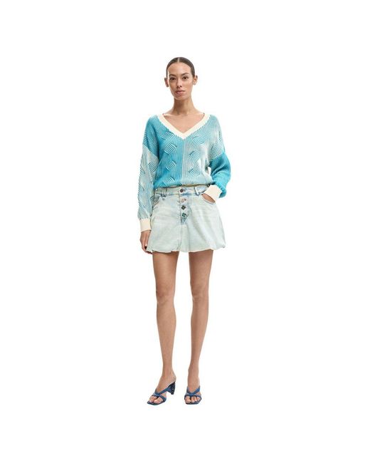 Desigual Blue Cotton Mini Skirt