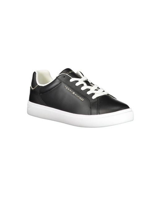 Tommy Hilfiger Black Leather Sneakers Fw0Fw04276