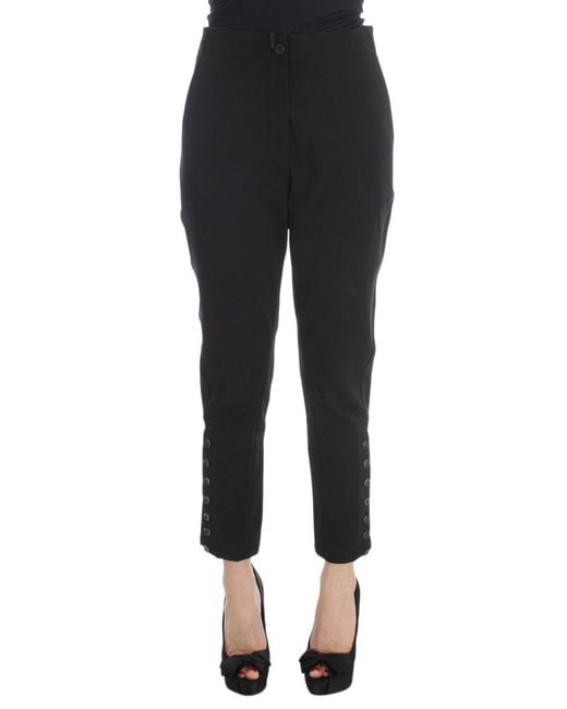 Ermanno Scervino Black Trousers Button Detail