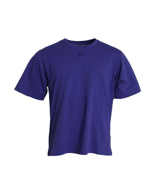 Dolce & Gabbana Blue Royal Logo Crew Neck Short Sleeve T-Shirt for men