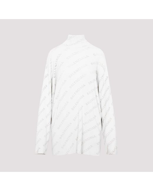 Balenciaga White Oversize Turtleneck Sweater