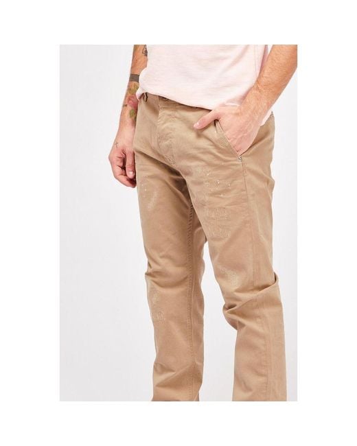 Gas Natural Beige Cotton Casual Pants for men