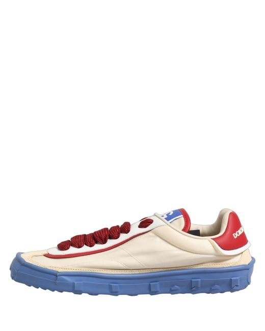 Dolce & Gabbana Blue Old Runner Lace Up Sneakers Shoes Elastane Nylon Acrylic Calf for men