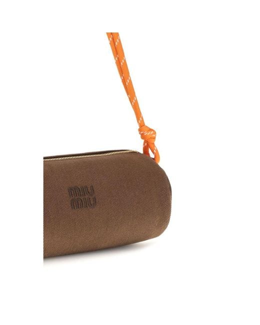Miu Miu Brown Cotton Shoulder Bag