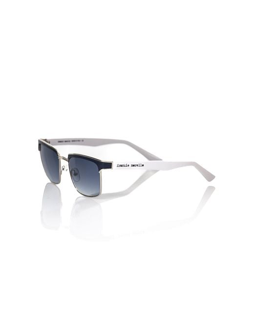 Frankie Morello Blue Elegant Clubmaster Leather Sunglasses for men