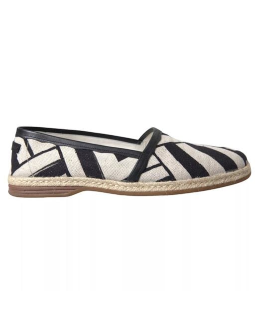 Dolce & Gabbana Black Stripes Slip On Espadrille Shoes for men