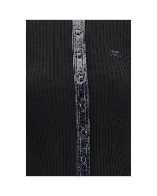 Courreges Blue Black Viscose Cardigan