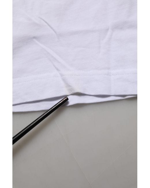 Dolce & Gabbana Black White Logo Patch Cotton Crew Neck T