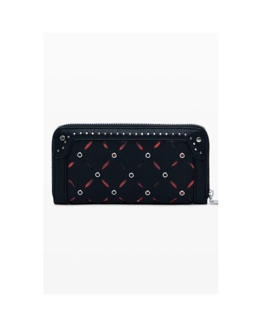 Desigual Black Diamond Cutout Zip Wallet