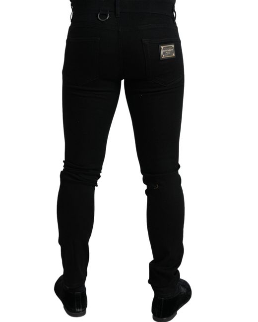 Dolce & Gabbana Black Cotton Stretch Skinny Denim Jeans for men