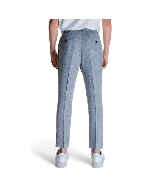 Antony Morato Blue Black Linen Casual Pants for men