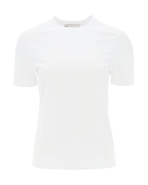 Tory Burch White Regular T-Shirt With Embroidered Logo